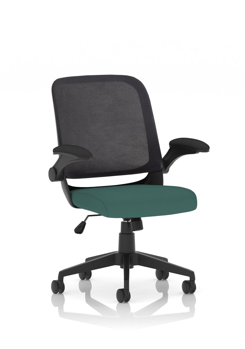 Dynamic Crew Medium Mesh Back Task Operator Chair with Folding Arms - Black