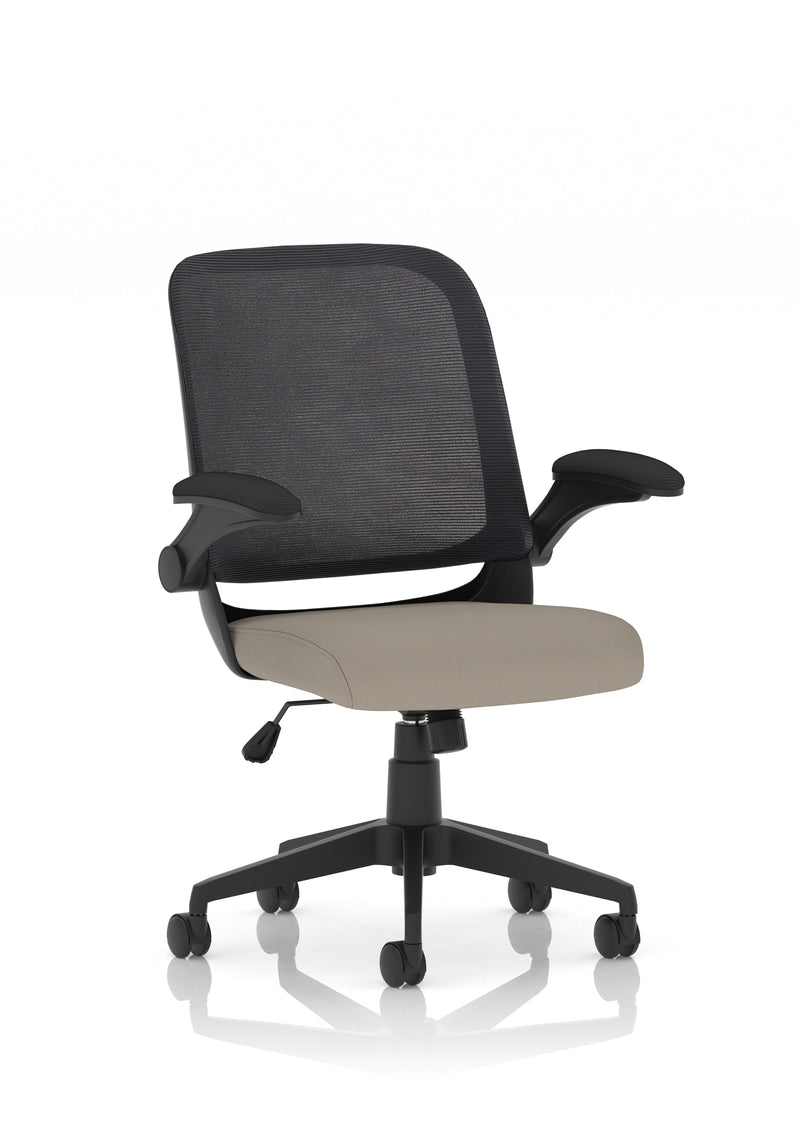 Dynamic Crew Medium Mesh Back Task Operator Chair with Folding Arms - Black