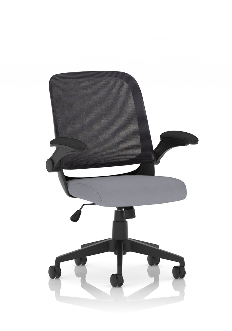 Dynamic Crew Medium Mesh Back Task Operator Chair with Folding Arms - Black