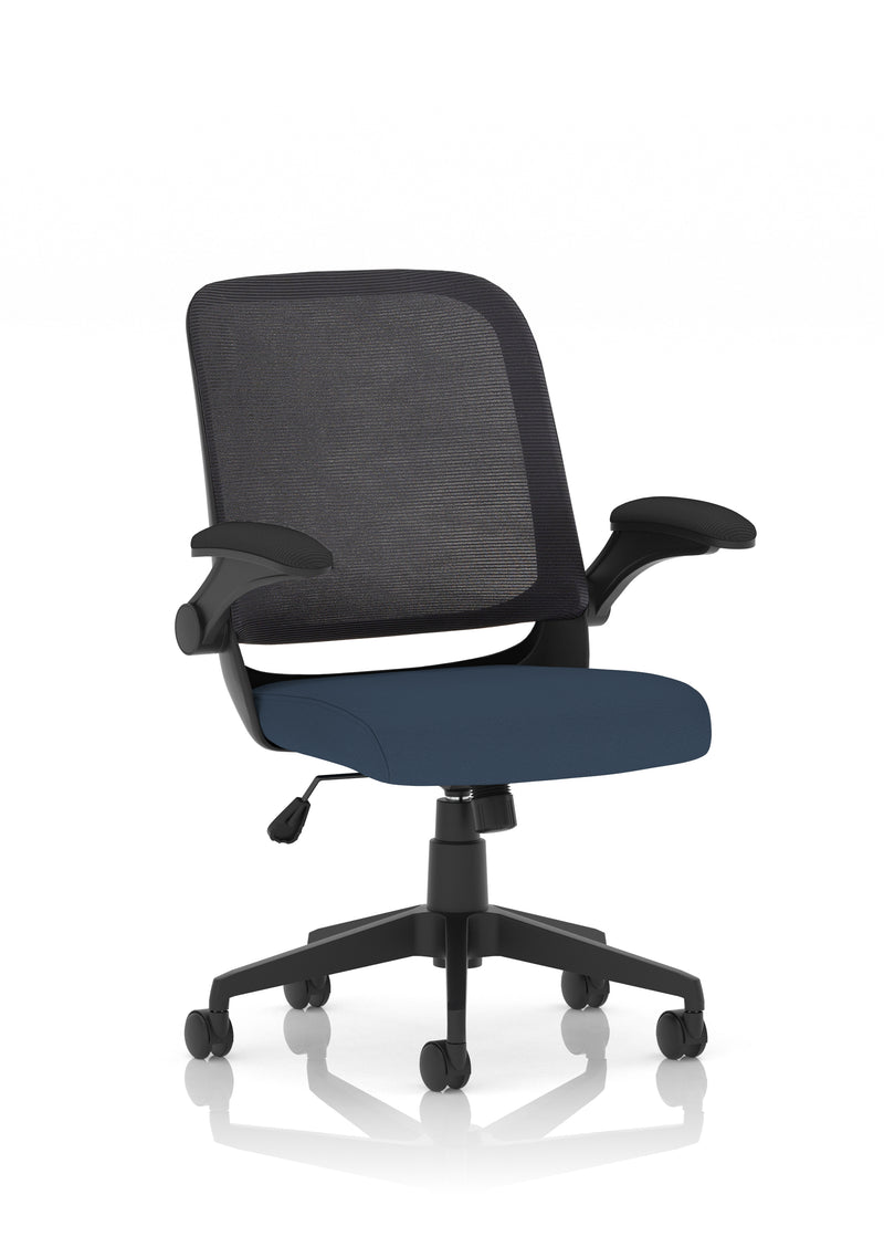 Dynamic Crew Medium Mesh Back Task Operator Chair with Folding Arms - Black