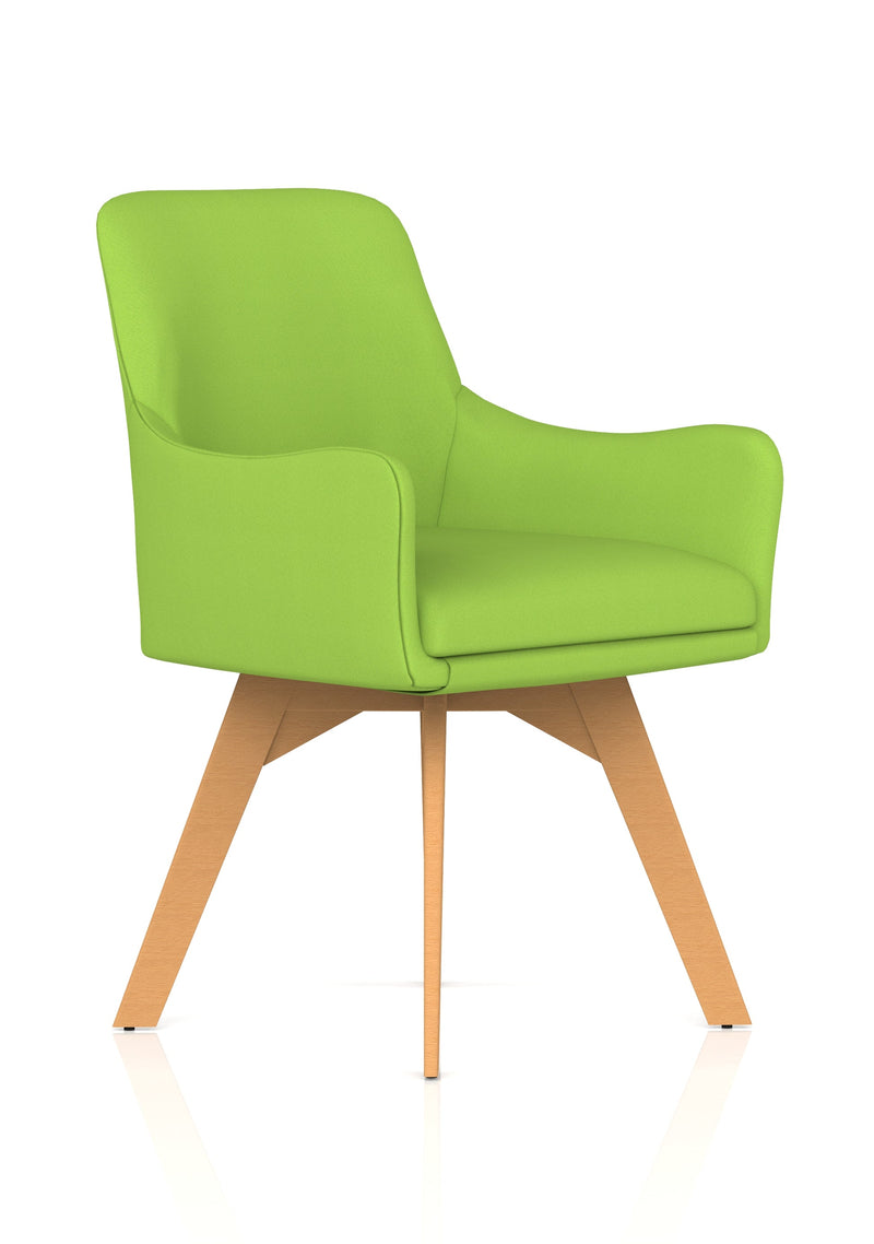 Carmen Wooden Leg Visitor Chair - Bespoke Myrrh Green