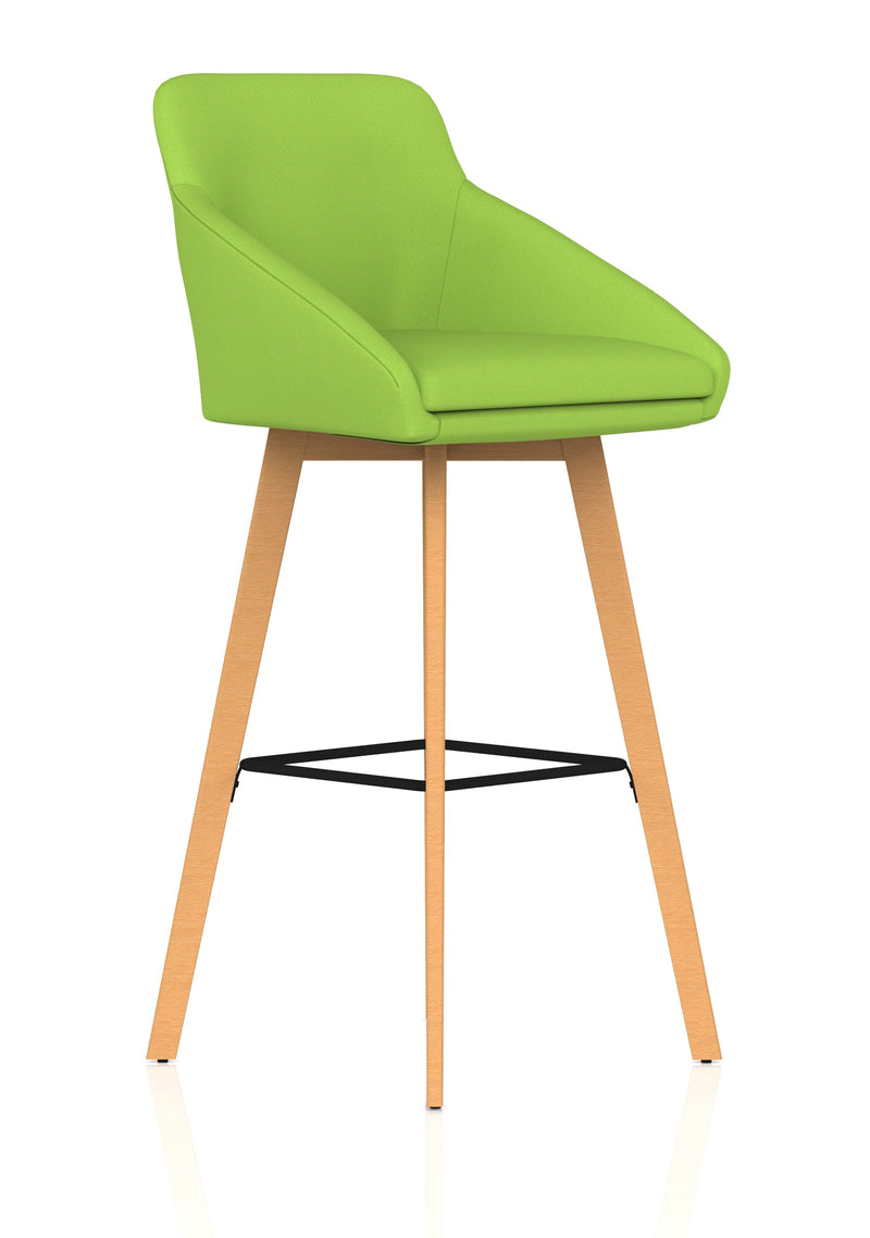 Carmen Wooden Leg High Stool - Bespoke Myrrh Green