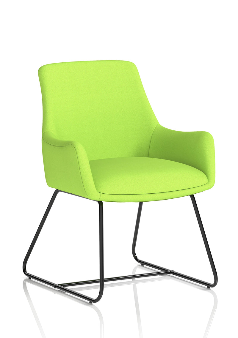 Quote Sled Base Office Reception Chair - Bespoke Myrrh Green