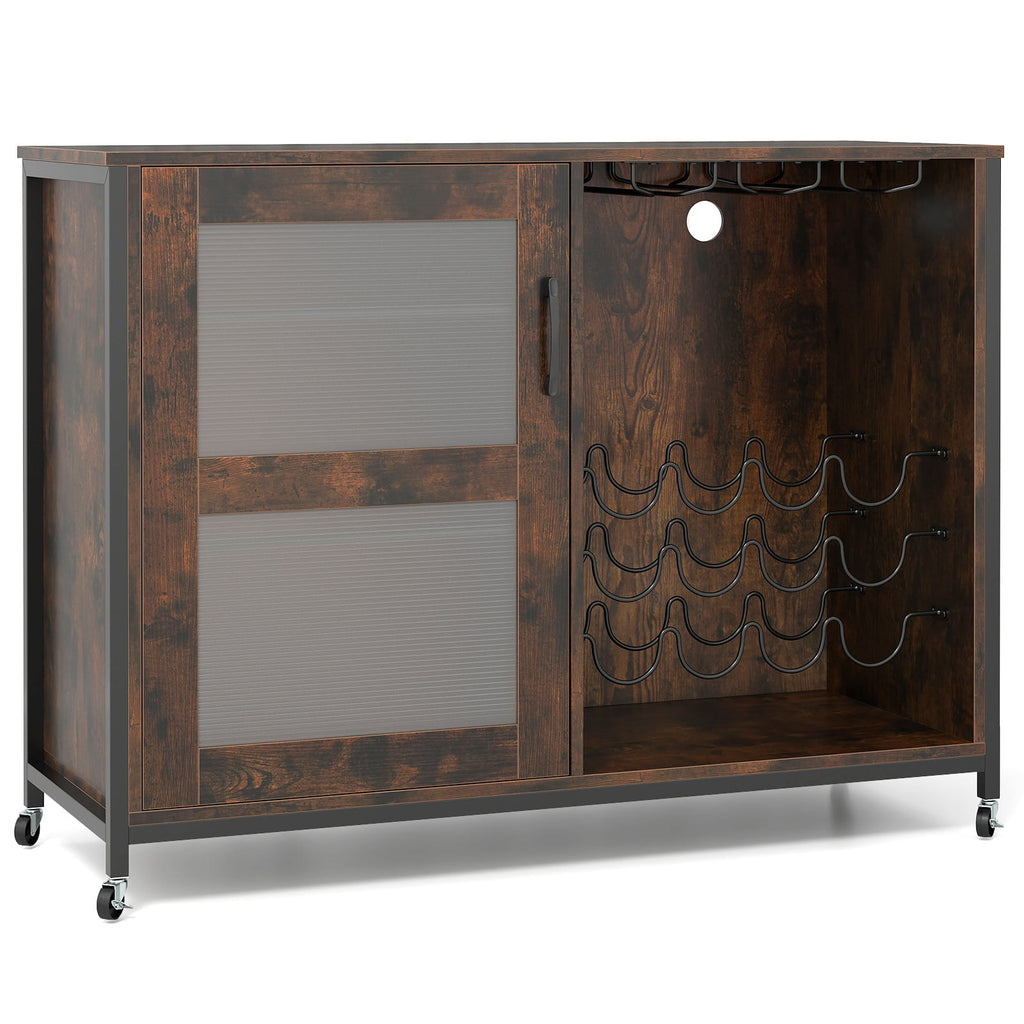 Liquor Buffet Sideboard with LED Lights and Glass Holders