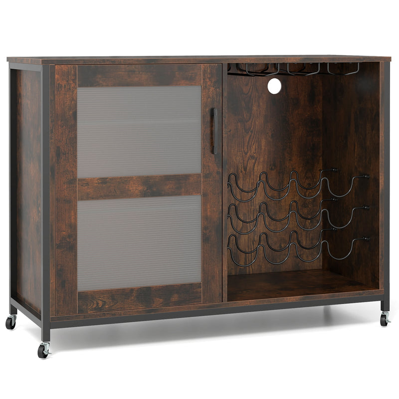 Liquor Buffet Sideboard with LED Lights and Glass Holders