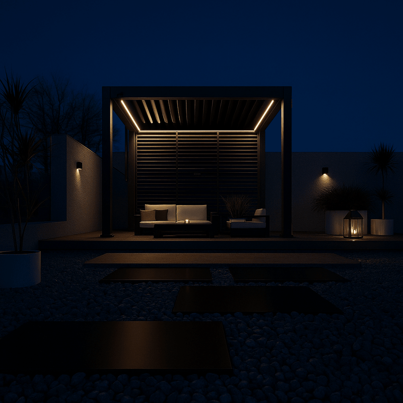 Aluminium Pergola 3m x 3m Free Standing with LED Package