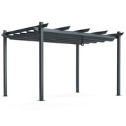 Costway 3 x 4m Outdoor Retractable Pergola with Sun Shade Canopy Grey - Large Garden Shelter NP10911GR