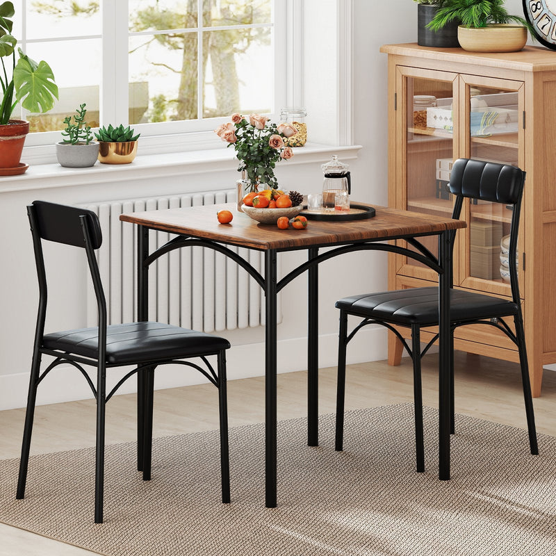 Modern Dining Table Set 3-Piece Kitchen Table Set-Rustic Brown - image 2