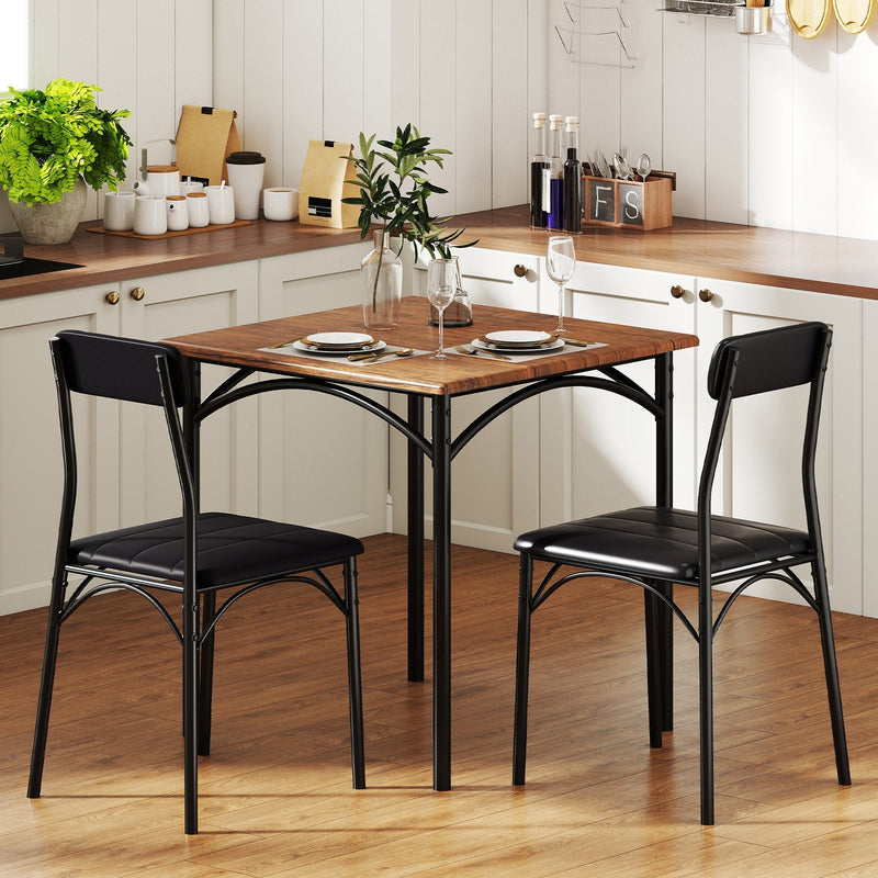 Modern Dining Table Set 3-Piece Kitchen Table Set-Rustic Brown - image 3