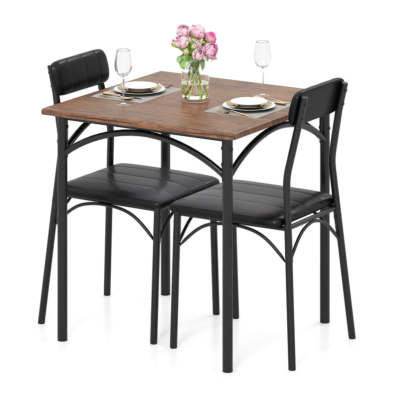 Modern Dining Table Set 3-Piece Kitchen Table Set-Rustic Brown - image 4