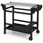 Movable Outdoor Dining Cart HDPE Pizza Oven Stand Table-Black - view 4
