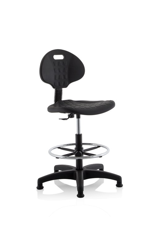 Malaga Polyurethane Draughtsman Task Operator Chair - Black, front