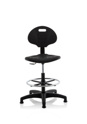 Malaga Polyurethane Draughtsman Task Operator Chair - Black, angle