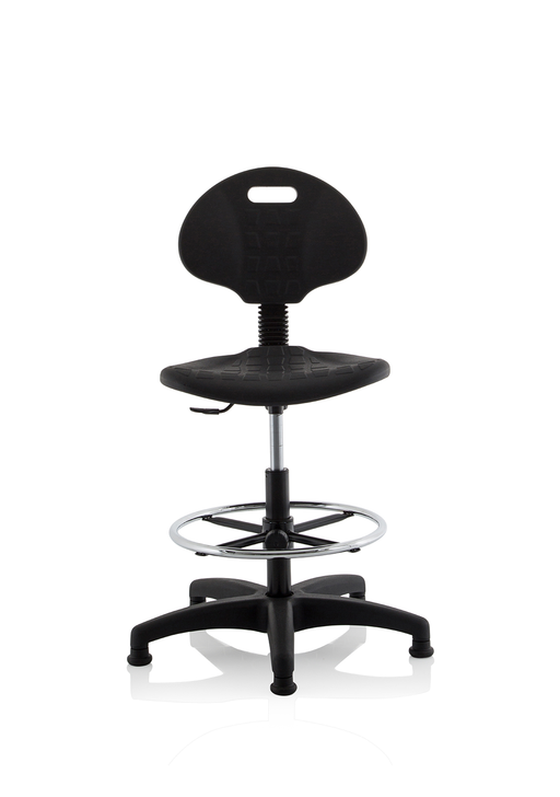 Malaga Polyurethane Draughtsman Task Operator Chair - Black, angle