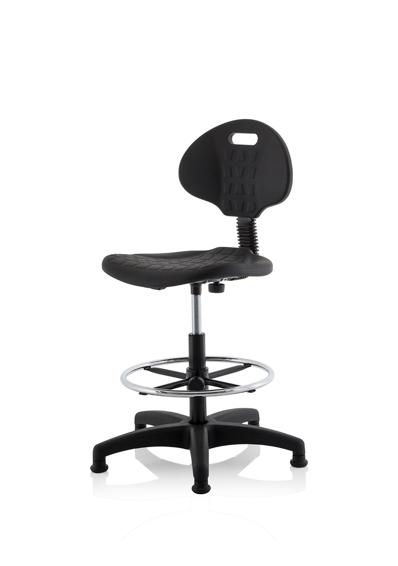 Malaga Polyurethane Draughtsman Task Operator Chair - Black, side