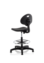 Malaga Polyurethane Draughtsman Task Operator Chair - Black, footring detail