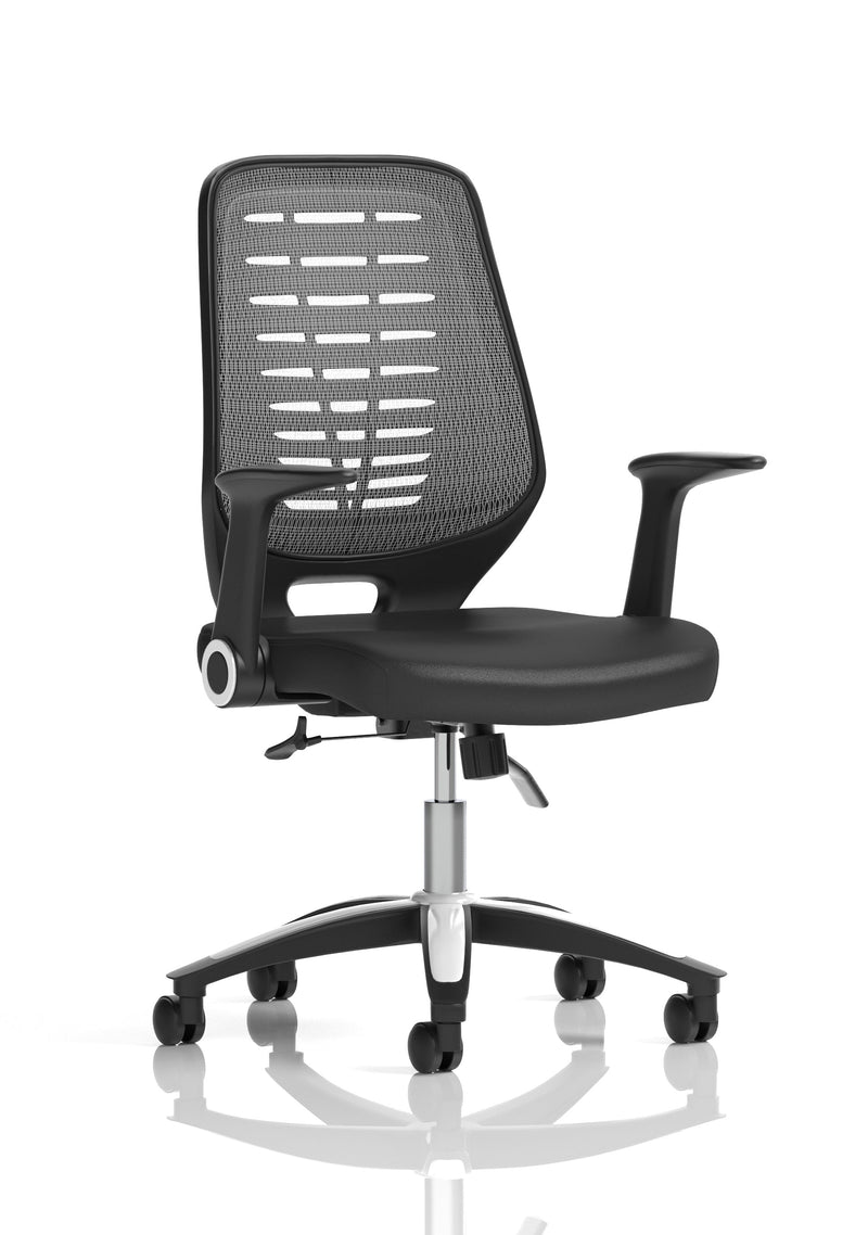 Dynamic Relay task operator chair with Silver back and Black Leather seat