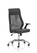 Baye High Mesh Back Task Operator Black Leather Office Chair with Arms