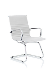 Nola Black Leather Cantilever Visitor Chair - White