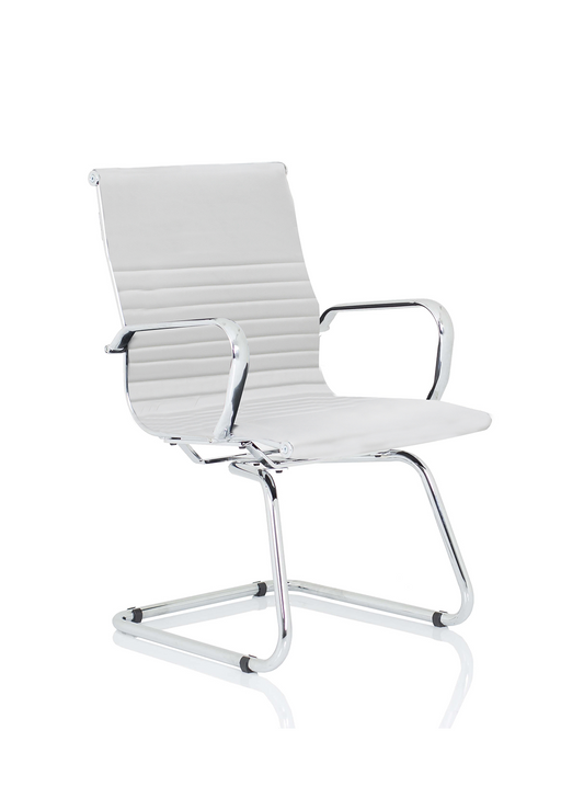 Nola Black Leather Cantilever Visitor Chair - White