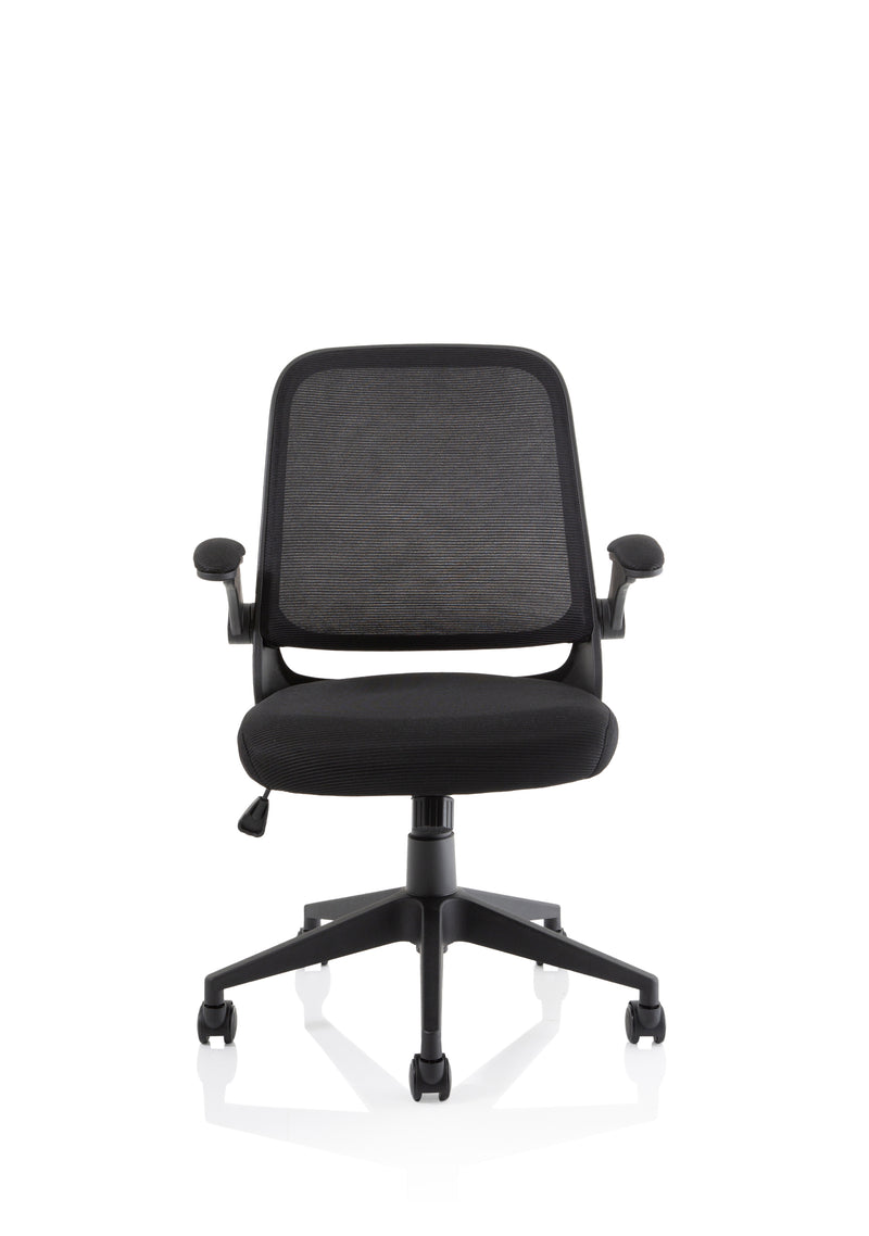 Dynamic Crew Medium Mesh Back Task Operator Chair with Folding Arms - Black