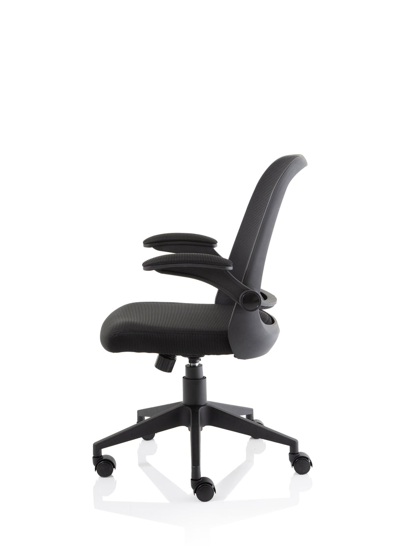 Dynamic Crew Medium Mesh Back Task Operator Chair with Folding Arms - Black