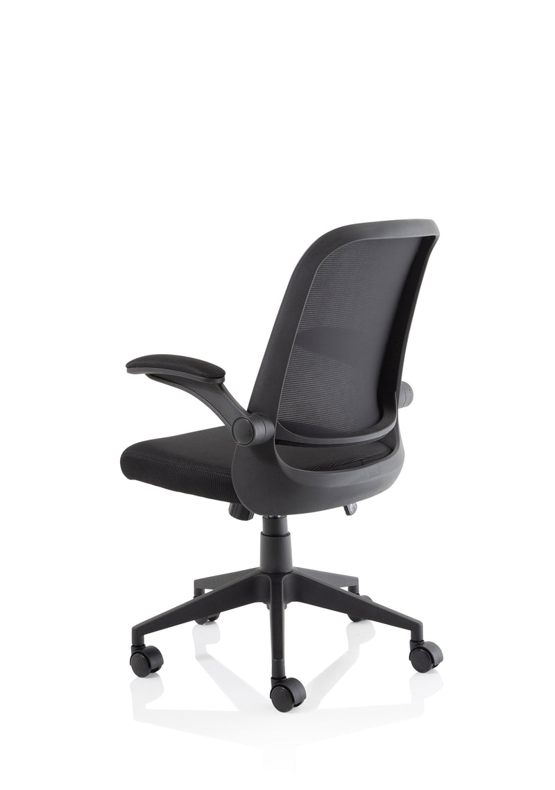 Dynamic Crew Medium Mesh Back Task Operator Chair with Folding Arms - Black