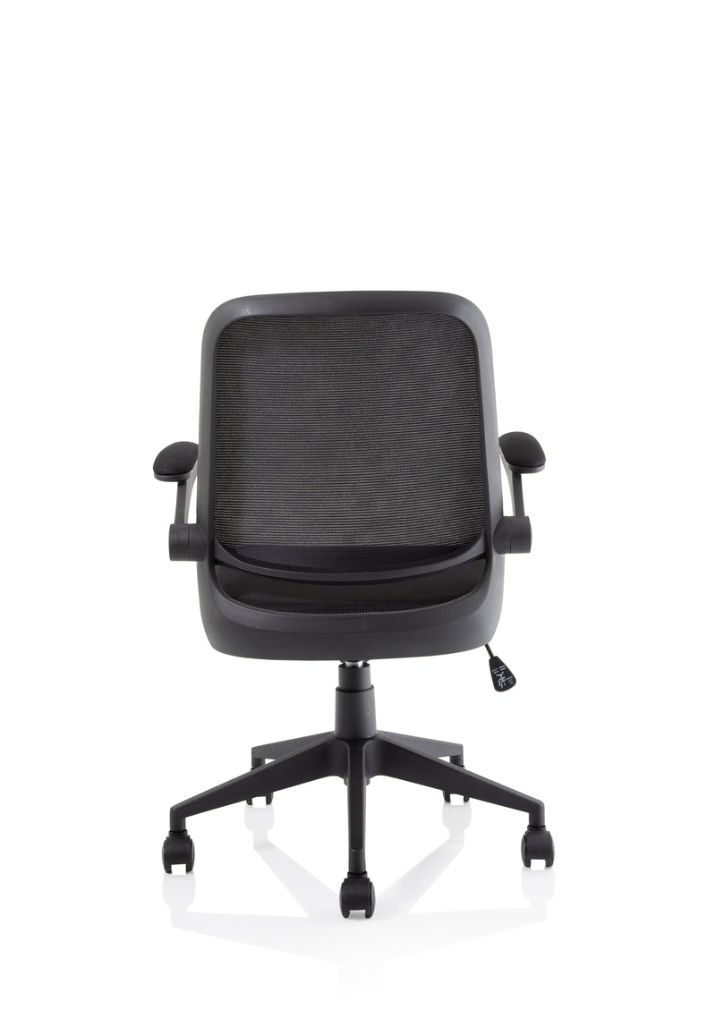 Dynamic Crew Medium Mesh Back Task Operator Chair with Folding Arms - Black