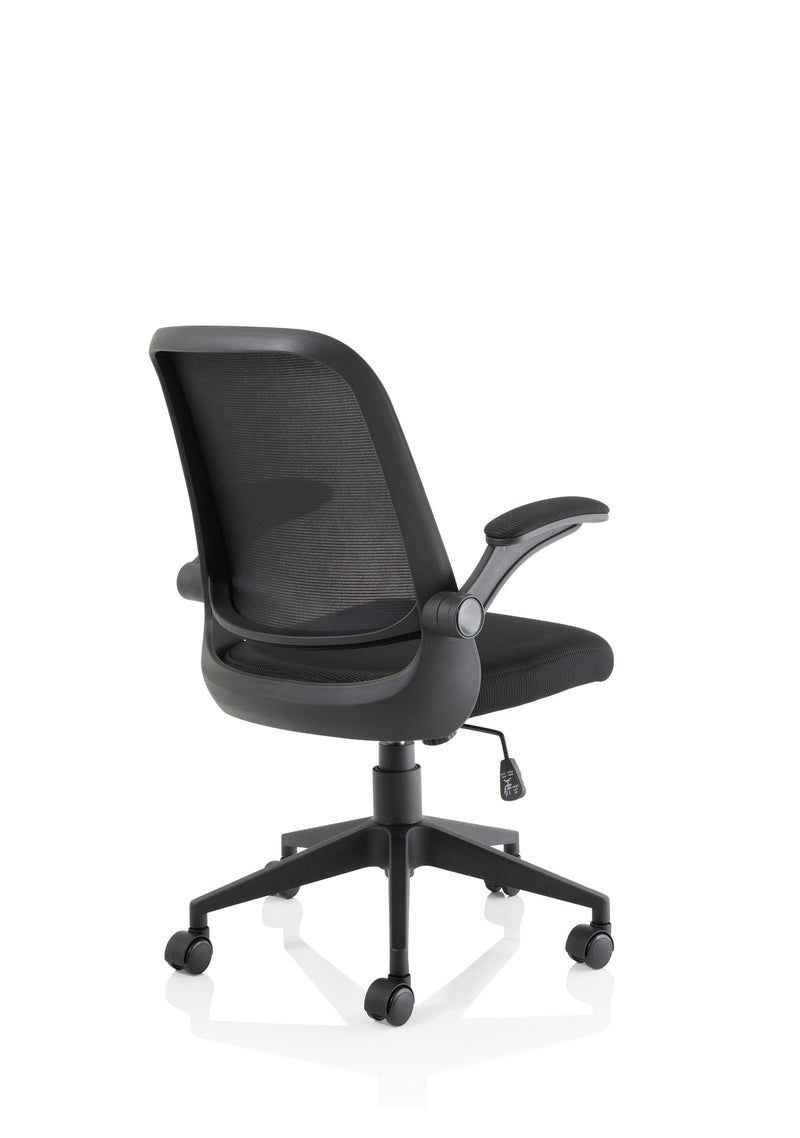 Dynamic Crew Medium Mesh Back Task Operator Chair with Folding Arms - Black