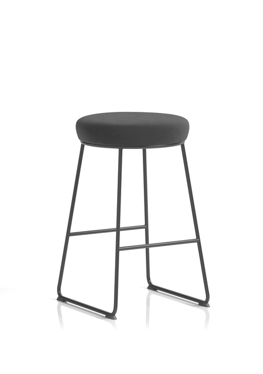 Turin Black Frame Fabric Seat Stool Chair - Black