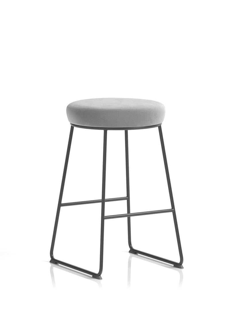 Turin Black Frame Fabric Seat Stool Chair - Grey