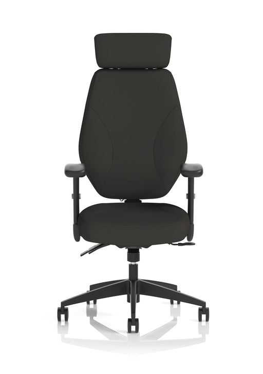 Nexus High Back Black Fabric Ergonomic Task Operator Office Chair with Arms and Headrest