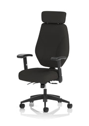 Nexus High Back Black Fabric Ergonomic Task Operator Office Chair with Arms and Headrest