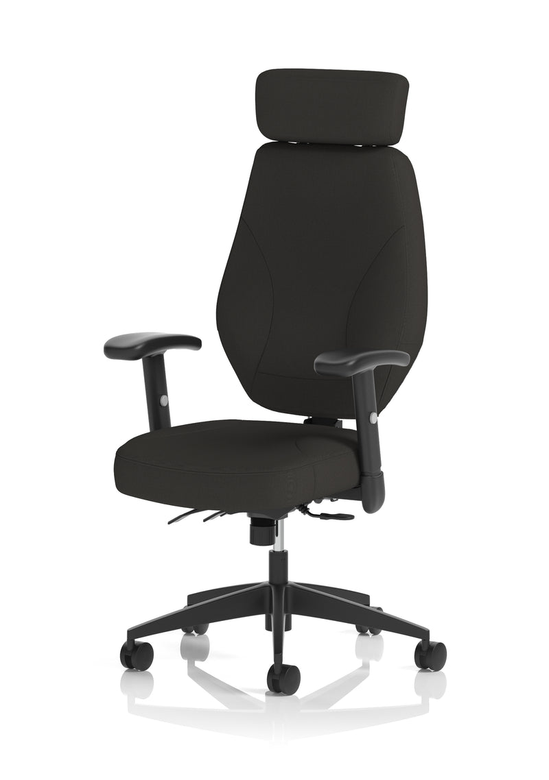 Nexus High Back Black Fabric Ergonomic Task Operator Office Chair with Arms and Headrest