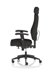 Nexus High Back Black Fabric Ergonomic Task Operator Office Chair with Arms and Headrest