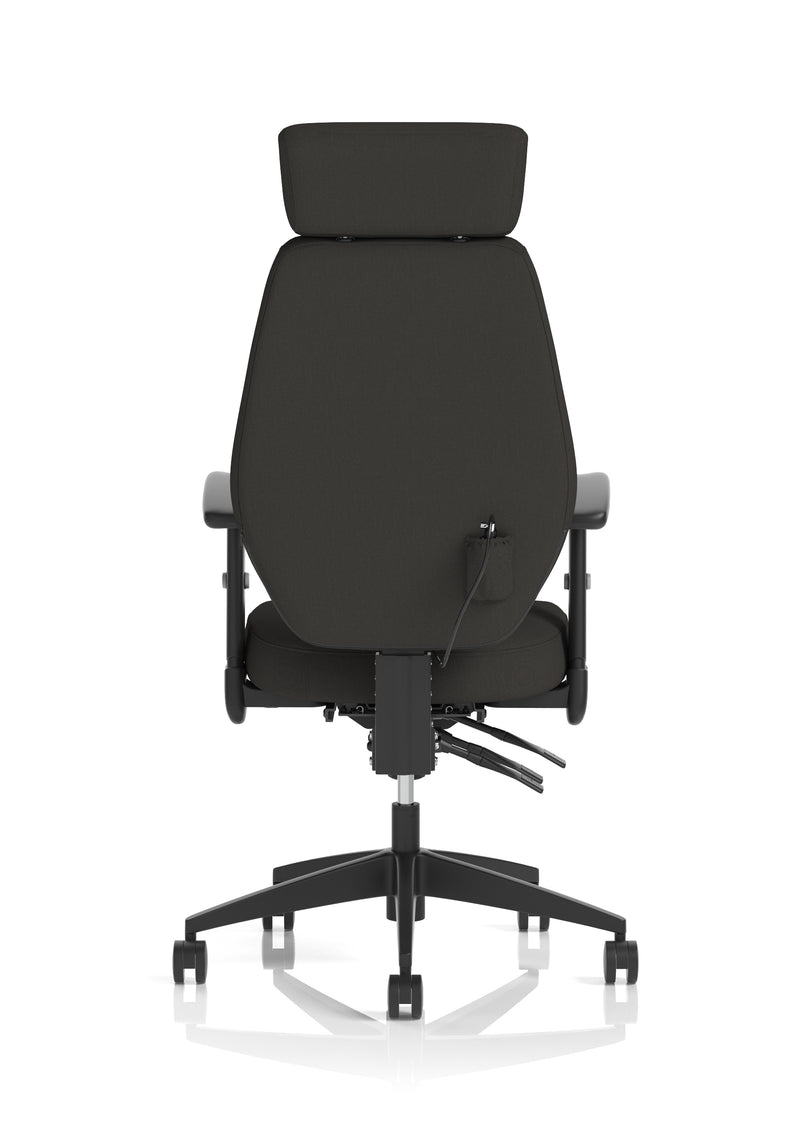 Nexus High Back Black Fabric Ergonomic Task Operator Office Chair with Arms and Headrest