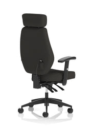 Nexus High Back Black Fabric Ergonomic Task Operator Office Chair with Arms and Headrest