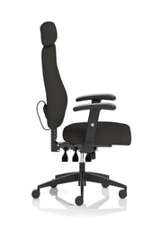 Nexus High Back Black Fabric Ergonomic Task Operator Office Chair with Arms and Headrest
