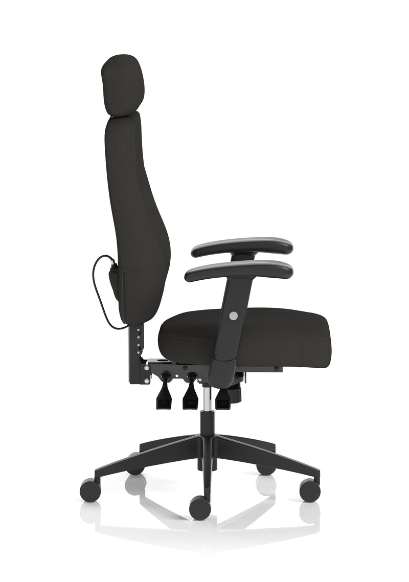 Nexus High Back Black Fabric Ergonomic Task Operator Office Chair with Arms and Headrest
