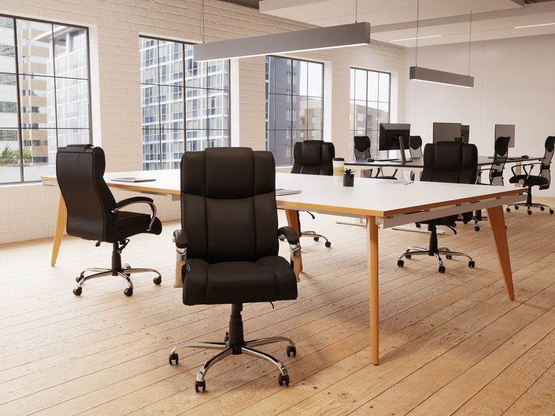 Texas High Back Heavy Duty Executive Black Leather Office Chair with Arms