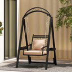 Outdoor Porch Swing with Removable Cushions and Side Tables for Garden Backyard