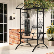 Outdoor Porch Swing with Stand and 2 Trellises for Adults Patio Swing Chair with Removable Cushions