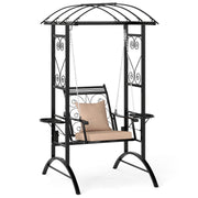 Outdoor Porch Swing with Stand and 2 Trellises for Adults Patio Swing Chair with Removable Cushions