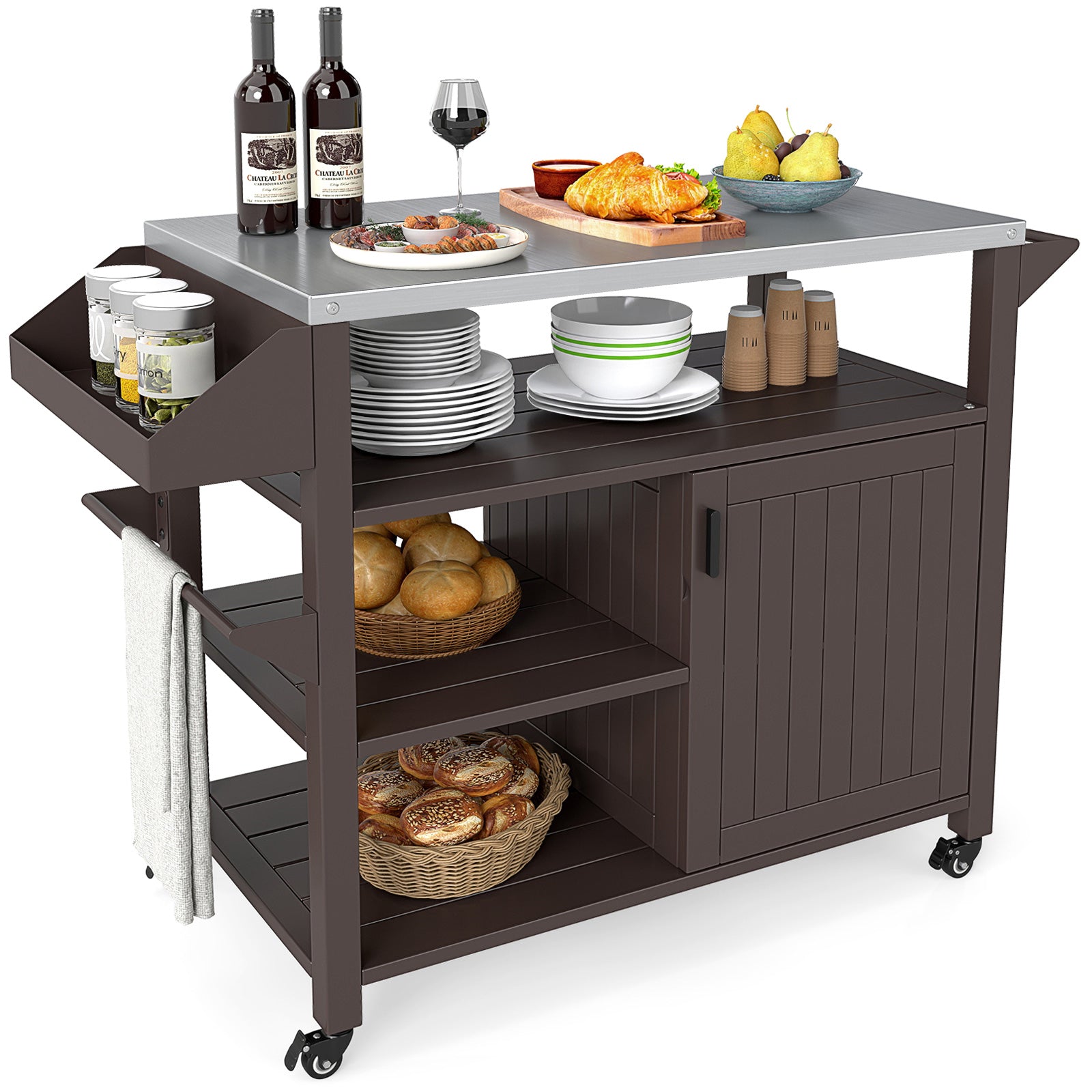 Outdoor Grill Cart with Storage Cabinet