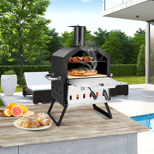 Outdoor Pizza Oven with Waterproof Cover and Anti-scalding Handles