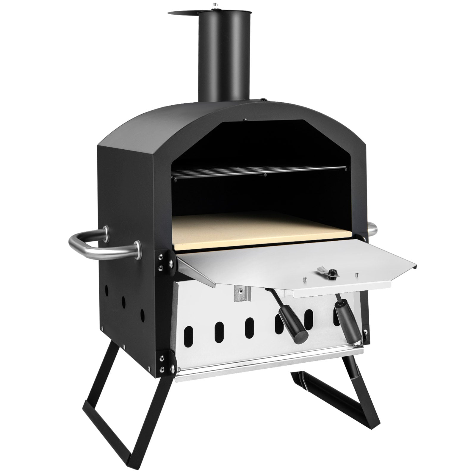 Outdoor Pizza Oven with Waterproof Cover and Anti-scalding Handles