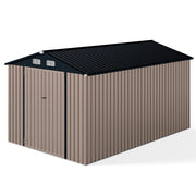 Costway Large Outdoor Storage Shed Sloping Roof Utility Tool House Grey - Garden Steel Shed GT4434GR