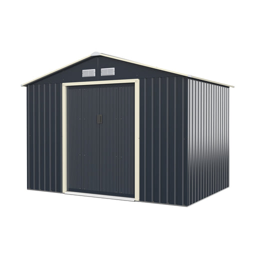 Costway Outdoor Storage Shed 4 Vents Double Sliding Door Garden Tool House Size 2 GT3732GR