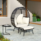 Patio Oversized Egg Chair with Ottoman and Soft Cushions