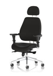 Chiro Plus Ultimate High Back Ergonomic Posture Chair – Black Fabric, three-quarter view